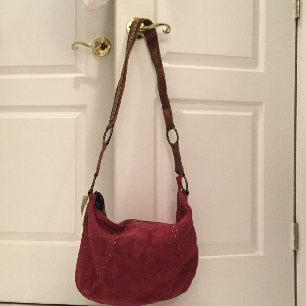 Betsy Johnson raspberry suede hobo style purse NWT hobnobs